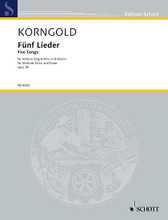 5 Songs Op. 38 by Erich Wolfgang Korngold (1897-1957). For Vocal. Schott. 16 pages. Schott Music #ED4533. Published by Schott Music.

Medium Voice and Piano.