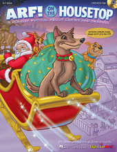 Arf! On The Housetop. (A Holiday Musical for Young Voices). By John Higgins and John Jacobson. For Choral (PREV PAK). Expressive Art (Choral). 4 pages. Published by Hal Leonard.

Please Santa, bring a puppy this time. I know there's one that needs me! Singing children, howling puppies and the one and only Santa Claus make a great combination for a holiday show. The local pound is overcrowded and in an uproar. Someone has eaten Buster Bulldog's supper, Harold Hound Dog can't get any sleep, and there's no room at all to run and play. It's just the pits in the pound! See how one family's trip to the pound on Christmas Eve makes dreams come true for these canine characters and children around the world. With a message of sharing, caring and plenty of canine humor, this holiday musical features five original songs and easy-to-learn rhyming dialog with over 30 speaking parts. The ENHANCED Teacher Edition with Singer CD-ROM includes piano/vocal arrangements with choreography, helpful production guide with staging and costume suggestions, teaching objectives linked to the National Standards for each song, PLUS reproducible singer parts on the enclosed CD-ROM. Available separately: Teacher/Singer CD-ROM, Preview CD (with vocals & dialog), Preview Pak (1 Preview CD and sample pages), Performance/Accompaniment CD, and Classroom Kit (Teacher/Singer CD-ROM and P/A CD).Approximate Performance Time: 20 minutes. Suggested for grades K-3.