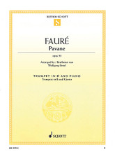 Pavane, Op. 50 (Trumpet in B-flat and Piano). By Gabriel Fauré and Gabriel Faur. Arranged by Wolfgang Birtel. For Trumpet, Piano Accompaniment. Brass. Softcover. Schott Music #ED09921. Published by Schott Music.

Fauré's romantic, melancholy melody has been arranged for various instruments with piano accompaniment.