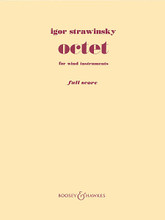 Octet for Wind Instruments (Revised 1952) by Igor Stravinsky (1882-1971). For Chamber Ensemble (Score). Boosey & Hawkes Scores/Books. Softcover. 44 pages. Boosey & Hawkes #M051090594. Published by Boosey & Hawkes.

Instrumentation: Flute, Clarinet, Bassoon I, Bassoon II, Trumpet in A, Trumpet in C, Trombone I (Tenor), Trombone II (Bass).