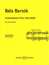Hungarian Folk Melodies (for Violin and Cello). By Bela Bartok (1881-1945) and B. Edited by Karl Kraeuter. For Cello, Violin, String Duet. Boosey & Hawkes Chamber Music. 16 pages. Boosey & Hawkes #M060070174. Published by Boosey & Hawkes.

Includes two performance scores.
