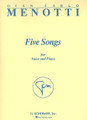 Five Songs. (Voice and Piano). By Gian Carlo Menotti (1911-). For Piano, Vocal. Vocal Collection. 24 pages. G. Schirmer #ED3596. Published by G. Schirmer.

Written in 1983, with texts in English by the composer. The music is charged with emotion and a spinning, lyric line. This is Menotti's best recital work to date. Contents: The Eternal Prisoner • The Idle Gift • The Longest Wait • My Ghost • The Swing.