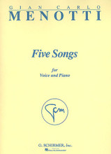 Five Songs. (Voice and Piano). By Gian Carlo Menotti (1911-). For Piano, Vocal. Vocal Collection. 24 pages. G. Schirmer #ED3596. Published by G. Schirmer.

Written in 1983, with texts in English by the composer. The music is charged with emotion and a spinning, lyric line. This is Menotti's best recital work to date. Contents: The Eternal Prisoner • The Idle Gift • The Longest Wait • My Ghost • The Swing.