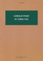 In terra pax, Op. 39. (Christmas Scene for Soprano & Baritone Soli, Chorus & Orchestra). By Gerald Finzi (1901-1956). For Choral, Orchestra (Study Score). Boosey & Hawkes Scores/Books. Softcover. 50 pages. Boosey & Hawkes #M060123368. Published by Boosey & Hawkes.

Christmas Scene for soprano and baritone soloists, chorus and orchestra (1954/6). The text conflates Robert Bridges's poem Noel: Christmas Eve, 1913 and Luke 2: 8-14. Finzi suggested that the Nativity 'becomes a vision seen by a wanderer on a dark and frosty Christmas Eve, in our own familiar landscape'. In terra pax is a masterpiece in miniature, Finzi's pacifism at its heart, and his belief that men and women of goodwill should live harmoniously. Weaving through the music are three ideas: the pealing of the bells with their joyous message, a phrase from the carol The First Nowell, and the alleluia refrain from the hymn 'Lasst uns erfreuen'. Duration: 14'. Vocal score on sale, performance materials on hire.