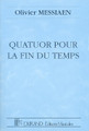 Quatuor pour la fin du Temps. (Quartet for the End of Time). By Olivier Messiaen (1908-1992). For Cello, Clarinet, Piano, Violin (Score). Editions Durand. 20th Century. Difficulty: difficult. Miniature score. Full score notation and introductory text. 52 pages. Editions Durand #DF1406400. Published by Editions Durand.

For Clarinet, Violin, Cello and Piano.