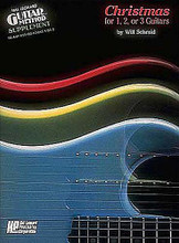 Christmas for 1, 2 or 3 Guitars arranged by Will Schmid. For Guitar. Guitar Method. 32 pages. Published by Hal Leonard.

Supplement to any guitar method book 1 or 2. Easy traditional Christmas songs arranged as duets and trios for beginning guitarists. Ideal for Christmas programs or for fun at home. Each arrangement features lyrics and melody, harmony and chord parts.