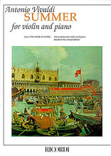 Concerto in G Minor L'estate (Summer) from The Four Seasons RV315, Op. 8 No.2 (Critical Edition Violin and Piano Reduction). Composed by  Antonio Vivaldi (1678-1741). Edited by Maurizio Carnelli. For Piano, Violin (Violin). String Solo. 20 pages. Ricordi #R138525. Published by Ricordi.

These fresh new editions of Vivaldi's famous The Four Seasons (La Primavera) are transcribed for violin and piano by Maurizio Carnelli. Based on the original critical edition, they feature clean and well-spaced engravings, plus beautiful full-color covers printed on deluxe heavy coated stock. Editorial and performance notes are in English, and the solo violin parts are printed on a single continuous fold-out sheet for just one simple page turn following a movement.