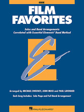 Film Favorites - Oboe (Oboe). Arranged by John Moss, Michael Sweeney, and Paul Lavender. For Concert Band, Oboe. Hal Leonard Essential Elements Band Folios. Movies and Instructional. Grade 1-1.5. Instrumental solo/ensemble book. Solo part, harmony part and standard guitar notation. 24 pages. Published by Hal Leonard.

As a follow up to the popular Movie Favorites, this eagerly awaited new collection features the hottest movie themes arranged for full band or individual soloists (with optional accompaniment CD - 860139). In the student books, each song includes a page for the full band arrangement as well as a separate page for solo use. Includes Pirates of the Caribbean * My Heart Will Go On * The Rainbow Connection * and more.