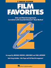 Film Favorites - Eb Baritone Saxophone (Baritone Saxophone). Arranged by John Moss, Michael Sweeney, and Paul Lavender. For Concert Band, Baritone Sax. Hal Leonard Essential Elements Band Folios. Movies and Instructional. Grade 1-1.5. Instrumental solo/ensemble book. Solo part, harmony part and standard notation. 24 pages. Published by Hal Leonard.

As a follow up to the popular Movie Favorites, this eagerly awaited new collection features the hottest movie themes arranged for full band or individual soloists (with optional accompaniment CD - 860139). In the student books, each song includes a page for the full band arrangement as well as a separate page for solo use. Includes Pirates of the Caribbean * My Heart Will Go On * The Rainbow Connection * and more.