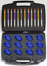 Kit of 12 Cellophants in a convenient storage case, ideal for classroom or studio use.
Save 20% vs. buying individual units.

The fastest, gentlest way to develop effective bow hold

Finally, an effective and fun solution to quickly developing proper bow grip for the budding cellist! Designed and manufactured by well-known Suzuki teachers Ruth and Martha Brons, the Cellophant is easy to install and start using, right away. Even better, the Cellophant quickly and naturally allows the student to develop proper positioning and muscle memory. The accessory opens the palm to relax the hand, and the circle of the elephant's trunk directs a flexible thumb to the intersection of the frog and stick. Anatomical features of the elephant, such as toenails and legs, provide tactile reference points, for consistent bow holds from practice to practice. The Cellophant also is designed to deliberately add a touch of weight to assist beginning players to achieve a bit more effortless tone – more tone with which to fall in love! Fits all size cello bows.