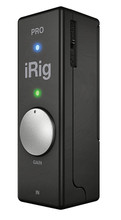 iRig(TM) Pro. (Universal Audio/MIDI Interface for iOS Devices and Macs). For Guitar. Hardware. Hal Leonard #IPIRIGPROIN. Published by Hal Leonard.

AmpliTube iRig is a combination of an easy-to-use instrument interface adapter for iPhone, iPod touch and iPad mobile devices, and the new AmpliTube for iPhone software for guitar & bass. Simply plug the iRig interface into your iPhone, iPod touch or iPad, plug your instrument into the appropriate input jack, plug in your headphones, amp or powered speakers, download AmpliTube FREE for iPhone, and start rocking! You'll have at your fingertips the sound and control of three simultaneous stompbox effects + amplifier + cabinet + microphone – just like a traditional guitar or bass stage rig! Add amps and effects as you need them – you can expand your rig with up to 10 stomps, 5 amps, 5 cabinets and 2 microphones in the AmpliTube iRig app custom shop!