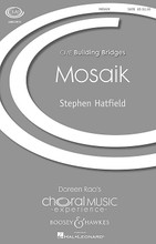 Mosaik. (CME Building Bridges). By Stephen Hatfield. For Choral (SATB). Building Bridges. 12 pages. Boosey & Hawkes #M050482146. Published by Boosey & Hawkes.

Employing both French and English texts, Stephen has created a piece for the choral festival “MosaiK” with a message that every “tile” contributes equally when building a mosaic; in the same way each voice contributes to building a choir and a community. With an IPA pronunciation guide provided, this a cappella setting can be sung by choirs large and small and with lots of foreign language experience or none at all. Duration: ca. 2 minutes 45 seconds.

Minimum order 6 copies.