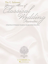 The G. Schirmer Piano Album of Wedding Classics. (45 Processionals, Recessionals, Interludes and Other Service Music). By Various. For Piano. Piano Collection. 154 pages. G. Schirmer #ED3998. Published by G. Schirmer.

Studies show that there is still a preference among a significant percentage of brides and grooms for a “classical wedding.” This extraordinarily diverse collection covers 400 years of music, specifically chosen as appropriate for wedding ceremonies. Many of the choices are traditional; others are fresh suggestions. There are five indexes of the contents sorted by specific musical service functions: Processional and Recessiona * Pre- and Post-Service Assembly * Interludes and Underscoring * Devotional * and Personal. Music by Bach * Barber * Boccherini * Brahms * Chopin * Clarke * Corigliano * Debussy * Fauré * Foster * Franck * Gounod * Grieg * Handel * Liszt * Malotte * Mendelssohn * Mouret * Mozart * Pachelbel * Puccini * Ravel * Satie * Schubert * Schumann * Stölzel * Tchaikovsky * Vivaldi * Wagner.

Song List:

    The Lord's Prayer
    Adagio For Strings