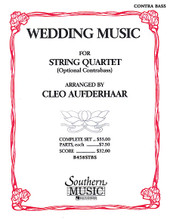 Wedding Music (String Solos & Ensemble/String Quartet). Arranged by Aufderhaar, Cleo. For String Bass. String Solos & Ensembles - String Quartet. Southern Music. Grade 4. 12 pages. Southern Music Company #B458STBS. Published by Southern Music Company.