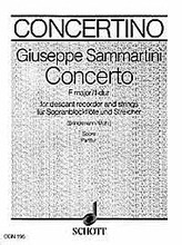 Concerto F Major. (Score). By Giuseppe Sammartini (1695-1750). For Orchestra, Recorder. Concertino (Chamber Orchestra). Score. 32 pages. Schott Music #CON195. Published by Schott Music.
Product,62456,Chamber Music for Beginners - Volume 2"