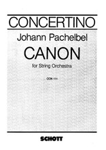 Canon in D Major (Set of Parts Soloistically Augmenting). By Johann Pachelbel (1653-1706). Arranged by Helmut May. For Orchestra (Score & Parts). Concertino (Chamber Orchestra). Set of solo parts. Schott Music #CON111-71. Published by Schott Music.

With this work, Pachelbel, who was born in Nuremberg, created one of the most popular orchestral pieces of the baroque period. In the canon two of the strictest contrapuntal forms are combined: The three violin parts form an extensive canon with entries of two bars distance. To this, a ground bass (basso ostinato) has been added repeating its two-bar tone formula 28 times. The technical mastery of the piece can be ad-mired just as much as its effect lies in the melodic and sensuous power of its string tones. The modest technical demands on the musicians are diametrically opposed to the compositional -level: They do not go beyond the third position.