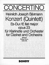 Concerto E flat Major Op. 23 (Score). By Heinrich Joseph Bärmann and Heinrich Joseph B. For Clarinet, Orchestra (Score). Concertino (Chamber Orchestra). Score. 64 pages. Schott Music #CON205. Published by Schott Music.