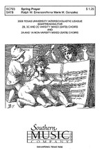 Spring Prayer (Choral Music/Octavo Sacred SATB). By Gonzalez, Anna Marie. SATB. Choral, Sacred, Octavo. Southern Music. Southern Music Company #SC793. Published by Southern Music Company.

Minimum order 6 copies.