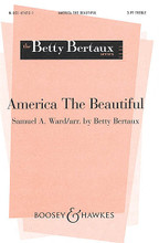 America the Beautiful by Samuel Ward. Arranged by Betty Bertaux. For Choral, Chorus, Piano (SSA). BH Betty Bertaux. 8 pages. Boosey & Hawkes #M051474721. Published by Boosey & Hawkes.

This moving arrangement was performed by the Children's Chorus of Maryland at the National Tribute Memorial Service for Fallen Firefighters in October 2002, honoring over 400 men and women who perished in 2001 while performing acts of bravery and heroism.

Minimum order 6 copies.