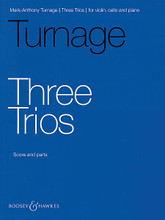Three Trios (Violin, Cello and Piano). By Mark-Anthony Turnage (1960-). Score & Parts. Boosey & Hawkes Chamber Music. Softcover. Boosey & Hawkes #M060120893. Published by Boosey & Hawkes.

Three Trios may be performed complete as a three-movement work or as individual works. Includes: 1. A Slow Pavane (5 minutes) * 2. A Fast Stomp (9 minutes) * 3. A Short Procession (9 minutes). 23 minutes when performed as a set.
