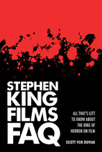 Stephen King Films FAQ (All That's Left to Know About the King of Horror on Film). FAQ. Softcover. 400 pages. Published by Applause Books.

Over the past four decades, the Stephen King movie has become a genre unto itself. The prolific writer's works have spawned well over 100 adaptations for both the big and small screen, ranging from modern classics of horror (Carrie * The Shining) to Oscar-nominated fare (The Shawshank Redemption * The Green Mile) to unapologetic, B-movie schlock (the King-directed Maximum Overdrive). The filmmakers to put their stamp on King's material include acclaimed auteurs Stanley Kubrick * David Cronenberg * and Brian De Palma * masters of horror Tobe Hooper * John Carpenter * and George Romero * and popular mainstream directors Rob Reiner * Frank Darabont * and Lawrence Kasdan.