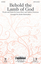 Behold the Lamb of God by Andrew Peterson. By Andrew Peterson and Laura Story. Arranged by Keith Christopher. For Choral (SATB). Daybreak Choral Series. 8 pages. Published by Daybreak Music.

Uses: General, Holy Week, Easter

Scripture: John 1:29; Romans 6:22-23; Titus 2:11-14

From singer-songwriters Andrew Peterson and Laura Story comes this poignant ballad that will point both choir and congregation to the cross. With lyrics that speak of both Christ's death and resurrection, this anthem is an ideal choice for Holy Week and Easter Sunday, as well as year round. Score and parts (fl, ob, cl, perc, hp, vn 1-2, va, vc, db) available on CD-ROM and as a digital download.

Minimum order 6 copies.