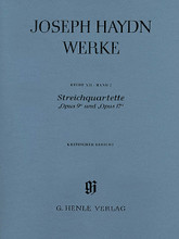 String Quartets, Op. 9 and Op. 17 (Joseph Haydn Complete Edition, Series XII, Vol. 2 Paperbound). By Franz Joseph Haydn (1732-1809). Edited by Armin Raab and Georg Feder. Henle Complete Edition. Softcover. 120 pages. G. Henle #HN5303. Published by G. Henle.

Published by the Joseph Haydn Institute, Cologne. The musical text of these Complete Editions are based on all significant available sources and on the latest musicological research. The Critical Reports are – including where published separately – part of the Complete Edition and thus also included. TEXT IS IN GERMAN.