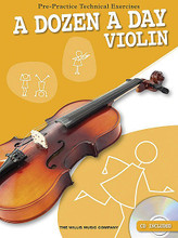 A Dozen a Day - Violin (Pre-Practice Technical Exercises). For Violin. Willis. Softcover with CD. 32 pages. Willis Music #WMR101167. Published by Willis Music.

A Dozen a Day books have long been the favorite pre-practice technical exercises for young pianists. Now these classic warm-up exercises are available for instruments too! Complete with audio backing tracks on the included CD, these books help develop and maintain good fingering and breathing technique – the basis for all good playing. Suddenly practice has become more rewarding... and a lot more enjoyable!