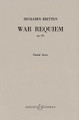 War Requiem, Op. 66 ((1961-62) Choral Score). By Benjamin Britten (1913-1976). For Choral, Chorus, Orchestra (CHORAL SCORE). BH Large Choral. 80 pages. Boosey & Hawkes #M060015571. Published by Boosey & Hawkes.

for soprano, tenor and baritone solos, chorus, orchestra, chamber orchestra, boys' choir and organ

Scoring: 3 (3=picc), 2, ca, 3 (III=cl in Eb and bass cl), 2, dbl bn; 6, 4, 3, 1; timps, 4 perc (2 sd, td, bd, tamb, trgl, cymb, castanets, whip, Chinese blocks, gong, bells in C and F#, vibr, antique cymbals in C and F#); piano, grand org (ad lib); strings.Chamber orch: fl (=picc), ob (=ca), cl, bn; hn; perc (timp, sd, bd, cymb, gong); harp, string quintet (2 vl, vla, vc, db)Chamber organ (or harmonium) to accompany boys' choir

Text: Missa pro defunctis and Wilfred Owen

Difficulty level: 5