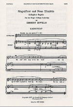 Magnificat and Nunc Dimittis (Collegium Regale) by Herbert Howells (1892-1983). For Choral (SATB). Music Sales America. Choral, 20th Century. 16 pages. Novello & Co Ltd. #NOV290289. Published by Novello & Co Ltd.

Herbert Howells' Magnificat and Nunc Dimittis (Collegium Regale), for SATB and organ accompaniment, is a vibrant sacred work with beautiful voicings and a wonderful effervescence. This is rich and colorful church music with integrity – he has successfully brought together Tudor church music, and merged it with modern harmony and counterpoint. It is this best-of-both-world's feature that makes Howell's version of the Magnificat and Nunc Dimittis a pleasing one, and it is dedicated to King's College, Cambridge.

Minimum order 6 copies.