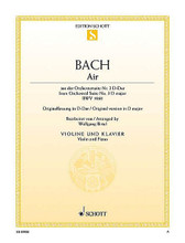 Air from Orchestral Suite No. 3 in D Major BWV 1068 (Arranged for Violin and Piano). By Johan Sebastian Bach. Arranged by Wolfgang Birtel. For Violin, Piano Accompaniment. String. Softcover. 6 pages. Schott Music #ED09980. Published by Schott Music.

Bach's famous “Air” has been skillfully arranged for solo instrument with piano accompaniment.