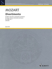 Divertimento, K. 439b, No. 1 by Wolfgang Amadeus Mozart (1756-1791). Arranged by Siegfried Schwab. For Mixed Ensemble, Chamber Ensemble (Score & Parts). Ensemble. Softcover. Schott Music #ED21473. Published by Schott Music.

Flute, Clarinet (or Violin) and Guitar

Originally composed for a trio of basset horns, this work became famous in a piano arrangement shortly after Mozart's death. Now available in an arrangement for two treble instruments and guitar.