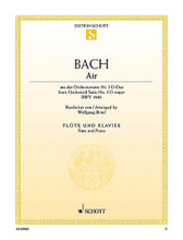 Air from Orchestral Suite No. 3 in D Major BWV 1068 (Arranged for Flute and Piano). By Johann Sebastian Bach (1685-1750). Arranged by Wolfgang Birtel. For Flute, Piano Accompaniment. Woodwind. Softcover. 6 pages. Schott Music #ED09982. Published by Schott Music.

Bach's famous “Air” has been skillfully arranged for solo instrument with piano accompaniment.
