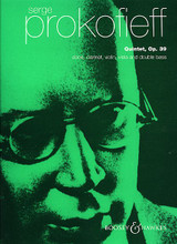 Quintet in G Minor, Op. 39 (Oboe, Clarinet, Violin, Viola and Double Bass). By Sergei Prokofiev (1891-1953). For Clarinet, Double Bass, Oboe, Viola, Violin (Parts). Boosey & Hawkes Chamber Music. Book only. 80 pages. Boosey & Hawkes #M060021008. Published by Boosey & Hawkes.

Set of Parts only – no score.