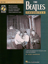 The Beatles Favorites by The Beatles. For Guitar. Signature Licks Guitar. Softcover with CD. 88 pages. Published by Hal Leonard.

Learn the trademark riffs and solos behind rock's most influential band! This unique guitar instruction book/CD pack in our Signature Licks series lets you learn to play 21 top songs by The Beatles. It features easy-to-follow, step-by-step breakdowns in notes and tab for: Kansas City • Let It Be • Michelle • Nowhere Man • Paperback Writer • Polythene Pam • Revolution • Sgt. Pepper's Lonely Hearts Club Band • She Came in Through the Bathroom Window • She Said She Said • She's a Woman • Slow Down • Something • Taxman • Ticket to Ride • Till There Was You • Twist and Shout • While My Guitar Gently Weeps • Words of Love • You Can't Do That • You Never Give Me Your Money.