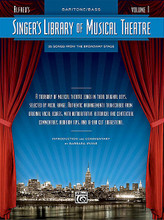 Singer's Library of Musical Theatre - Vol. 1 (35 Songs from the Broadway Stage). By Various. Edited by Barbara Irvine. For Voice (Baritone/Bass). Vocal Collection. Vocal Collection. A treasury of musical theatre songs in their original keys, selected by vocal range. Broadway. Softcover. 224 pages. Hal Leonard #26539. Published by Hal Leonard.

For aspiring and professional singers who love Broadway, Alfred's Singer's Library of Musical Theatre presents an elegant collection of the best-loved musical theatre songs in their original keys, authentically transcribed from their original vocal scores. Perfect for study, and equally suitable for the most important auditions and performances, each volume is dedicated to a specific vocal range, and contains dozens of songs from a variety of shows that span decades of theatre history. Multiple volumes are available for each of four vocal ranges: Soprano, Mezzo-Soprano/Alto, Tenor, and Baritone/Bass. Authoritative historical and contextual commentary, audition tips, and 16-bar cut suggestions for each song make it the most useful and relevant song library of its kind. Titles include: Comedy Tonight (A Funny Thing Happened on the Way to the Forum) • Get Me to the Church on Time (My Fair Lady) • If Ever I Would Leave You (Camelot) • Make Them Hear You (Ragtime, The Musical) • They Call the Wind Maria (Paint Your Wagon) • Try to Remember (The Fantasticks) • and more.