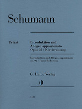 Introduction and Allegro Appassionato for Piano and Orchestra, Op. 92 (Reduction for 2 Pianos, 4 Hands). By Robert Schumann. Arranged by Ernst Herttrich. For Piano Duet. Henle Music Folios. Softcover. 44 pages. G. Henle #HN1141. Published by G. Henle.

Now available in an Urtext reduction for two pianos.