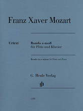 Rondo in E Minor (Flute and Piano). By Franz Xaver Mozart. Edited by Karsten Nottelmann and Rolf Koenen. For Flute, Piano Accompaniment. Henle Music Folios. Softcover. G. Henle #HN1180. Published by G. Henle.

F. X. Mozart's works have an individual sound that forges a link with Romanticism. Flautists value his melodious Rondo in E Minor, a suitable work for teaching and recital performance.