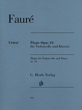 Gabriel Fauré - Élégie for Violoncello and Piano, Op. 24 (With Marked and Unmarked String Parts). By Gabriel Fauré (1845-1924). Edited by Jean-Christophe Monnier. For Cello, Piano Accompaniment (Score and Solo Part). Henle Music Folios. Softcover. 8 pages. G. Henle #HN563. Published by G. Henle.

Composed in 1880, Élégie was intended to be the slow movement for a sonata. Fauré gave up the sonata project and published the piece individually. It was so successful that Fauré was urged by the publisher to write further pieces.