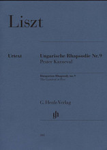 Hungarian Rhapsody No. 9 - The Carnival at Pest (Piano Solo). By Franz Liszt (1811-1886). Edited by Ernst Herttrich. For Piano. Piano (Harpsichord), 2-hands. Henle Music Folios. Pages: VIII and 29. SMP Level 10 (Advanced). Softcover. 37 pages. G. Henle #HN805. Published by G. Henle.

Liszt's ninth Rhapsody is the "Carnival at Pest" - one of the few Hungarian Rhapsodies to which he gave a name. Once again Liszt turns to Hungarian folk melodies and fuses them with improvisatory elements. The result is a dazzling virtuosic firework display. The relaxed atmosphere of a Budapest carnival around 1840 is brought to life - indeed Liszt is said to have recorded several themes when there. Accordingly, the work quickly found its way into European concert halls, and then into those around the world. To use Bela Bartok's words, Liszt once again succeeds in creating a "work of perfect authenticity".

 About SMP Level 10 (Advanced) 

Very advanced level, very difficult note reading, frequent time signature changes, virtuosic level technical facility needed.