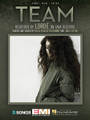 Team by Lorde. For Piano/Vocal/Guitar. Piano Vocal. 8 pages. Published by Hal Leonard.

This sheet music features an arrangement for piano and voice with guitar chord frames, with the melody presented in the right hand of the piano part as well as in the vocal line.