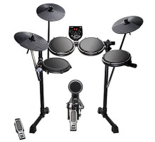 DM6 USB Kit (Performance Electronic Drumset). For Electronic Drums. InMusic Brands. General Merchandise. Published by Hal Leonard.

The perfect choice for aspiring drummers everywhere! The Alesis DM6 USB Kit (Formerly DM6 Kit) highlights the best of Alesis' 20 years of experience in professional electronic percussion gear. This electronic drum set features a completely new sound module with 108 quality drum, cymbal, and percussion sounds. Its pads feel great and its hardware and rack system are high quality.

Unmistakable Alesis feel – Like all Alesis drum sets, the DM6 USB Kit features realistic, natural-feeling playing surfaces. To reduce vibration feedback, we selected natural rubber drum and cymbal surfaces for the DM6 USB Kit's pads. This five-piece kit gets you started on a dual-zone snare pad for two-sound compatibility. You can dial in a snare drum sound in the center and a rim click, rimshot, or something totally different like a cowbell on the rim! The DM6 USB Kit also comes with three tom pads, an upright kick drum pad, hi-hat, crash, and ride cymbal pads. It even comes with an Alesis bass drum pedal and kick pad for your personal feel.