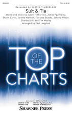 Suit & Tie by Justin Timberlake. Arranged by Paul Langford. TTB. Choral. 20 pages. Published by Shawnee Press.

Hot from Justin Timberlake's newest album “The 20/20 Experience” comes this arrangement for both mixed groups and men's ensembles. Laid-back R&B combines a '70s groove with shiny, contemporary percussion for a sleek dance number about being well-dressed and with the one you love on the dance floor. Excellent in both style and sound, this current chart-topper is sure to be a hit with your ensembles.

Minimum order 6 copies.