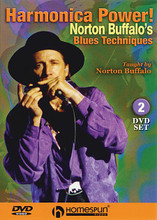 Harmonica Power! (2-DVD Set). For Harmonica. Homespun Tapes. DVD. Homespun #DVDBUFHA23. Published by Homespun.

DVD One – Norton Buffalo's Bag of Tricks: This internationally famous harmonica player's comprehensive course covers the essentials needed for all styles: breathing, tonguing, single-note and chordal playing, bending, vibrato, rhythmic patterns and more. Includes advanced techniques (chord blocking, octave and harmony playing) plus Norton's prescription for “harmonica survival.” A wealth of information! 90-MIN. • BEGINNER LEVEL

DVD Two – Blues Techniques: Norton Buffalo details note bending, using octaves, the intricacies of rhythm harmonica, combining breath and hands to create vibrato, and more. Switching on the power, Norton outlines various electric blues styles and discusses the proper use of mics and amps. 80-MIN. • EARLY INTERMEDIATE LEVEL.