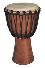 8 inch African Djembe (Material Varnish, Goat Skin Head). Tycoon. General Merchandise. Hal Leonard #TAJ-8. Published by Hal Leonard.

• Handcrafted from a single piece of sun-dried Ghanaian Hardwood

• Distinct finishes

• Deep, loud bass tones and high, sharp slap tones

• 5mm extra strong non-stretch rope for each and lasting tuning

• Natural varnish finishing.