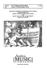 For the Beauty of the Earth arranged by Megan Senter. For Choral (SA). Choral, Secular, Octavo. Southern Music. 4 pages. Southern Music Company #SC825. Published by Southern Music Company.

Minimum order 6 copies.