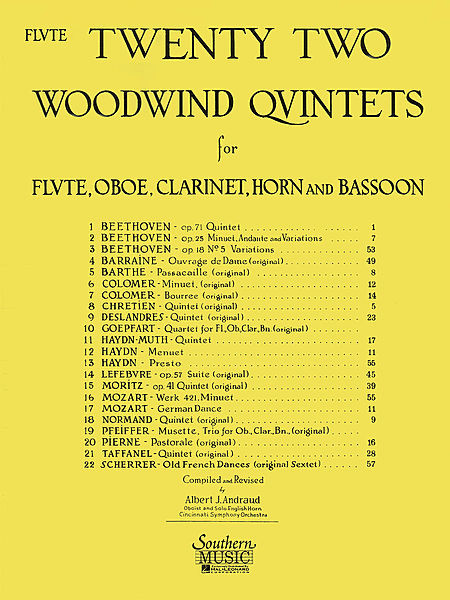 Twenty-Two Woodwind Quintets (Flute Part) - Grade 5 - Audubon 