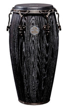 30th Anniversary Celebration Series Conga - 11-3/4 inch for Percussion. Tycoon. Hal Leonard #TC30CSC-120B. Published by Hal Leonard.

This special anniversary edition requinto is constructed of hand-selected top-grade American Ash wood, with special procedures taken in the production process to accentuate patterns of the wood grain. The dark matte finish with white wood grains is one-of-a-kind. The drum is 30″ tall with a wide belly that creates rich and deep bass tones, and it features brushed chrome Classic Pro™ hoops and reinforced side plates with 3/8″ diameter tuning lugs. Equipped with a genuine calfskin head that has undergone a distinctive technique to be colored black to match the drum's finish while maintaining the rich, warm tone. A matching single basket stand is included.