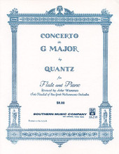 Concerto in G Major (Flute and Piano/Organ). By Johann Joachim Quantz (1697-1773). Arranged by John Wummer. For Flute. Woodwind Solos & Ensembles - Flute And Piano/Organ. Southern Music. Grade 3. 32 pages. Southern Music Company #SS238. Published by Southern Music Company.