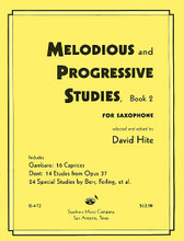 Melodious and Progressive Studies, Book 2 (for Saxophone). Edited by David Hite. For Saxophone. Woodwind Solos & Ensembles - Saxophone Studies. Southern Music. Instructional and Etudes. Grade 3. Instructional book. 63 pages. Southern Music Company #B472. Published by Southern Music Company.

This second volume of the 'Melodious and Progressive Studies' provides studies for continuing technical and musical development. Mastery of this book should serve to routine your musical and technical performance so that performance opportunities may be approached with ease and confidence!